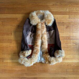 Faux Fur Trim Patchwork Jacket